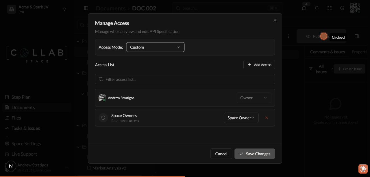Access Control Modal