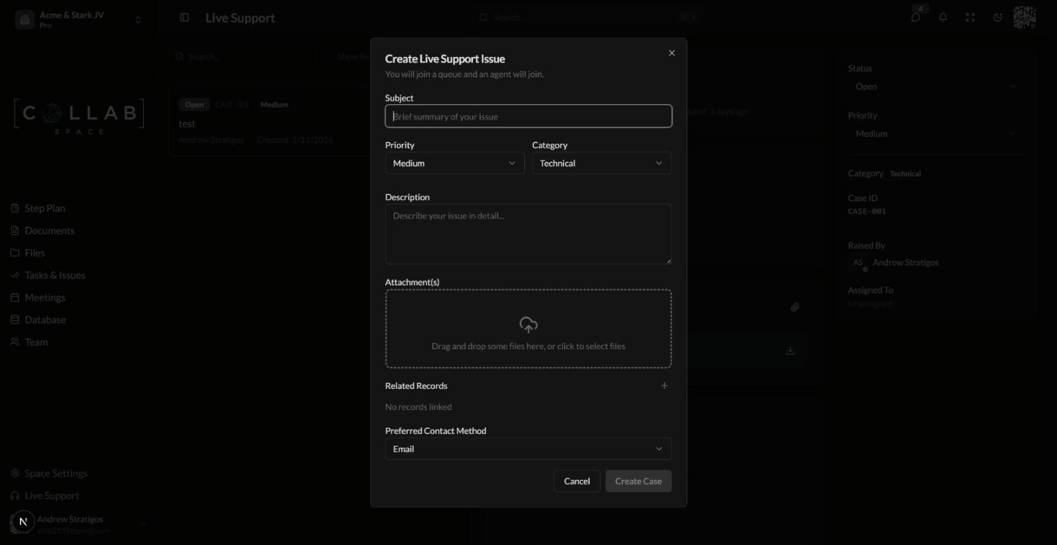 Create Case Dialog